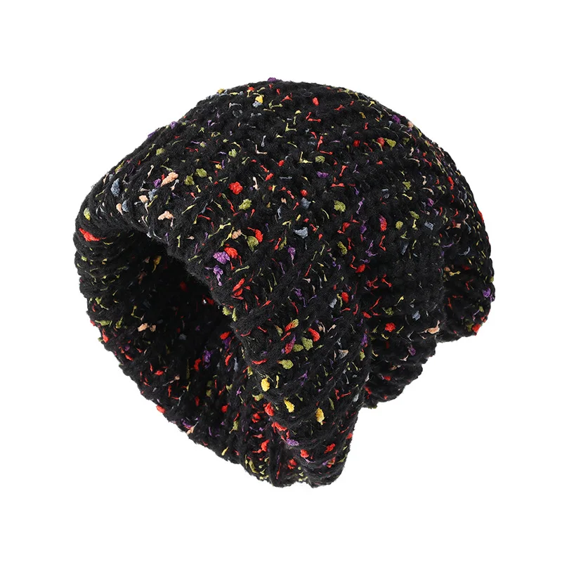 Trendy Mixed Color Slouchy Beanie Classic Coldproof Warm Skull Cap Thick Knit Hats Beanies For Women Autumn & Winter 3