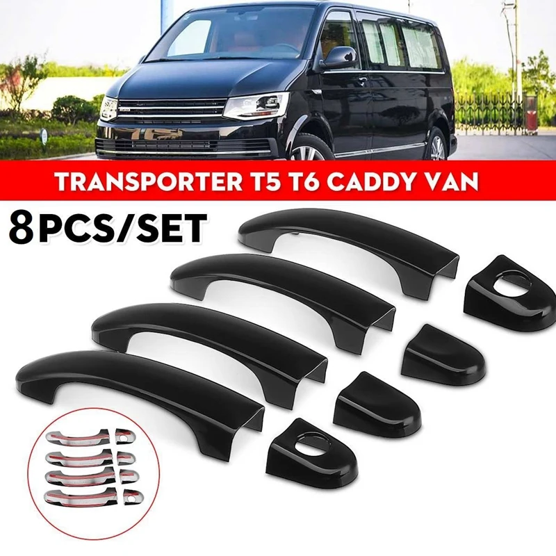 

8 шт./комплект, задняя отделка из абс-пластика для транспортера T5 T6, CADDY VAN 2003-2015, глянцевый черный
