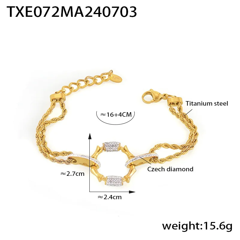 Frauen Luxus Strass Unregelmäßige Anhänger Halskette Edelstahl Vergoldet Armband Bankett Punk Schmuck Zubehör – Detail 3