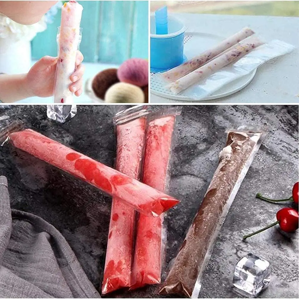 Ice Cream Molds 100Pcs Large Freeze Pop Bags With Silicone Funnel
