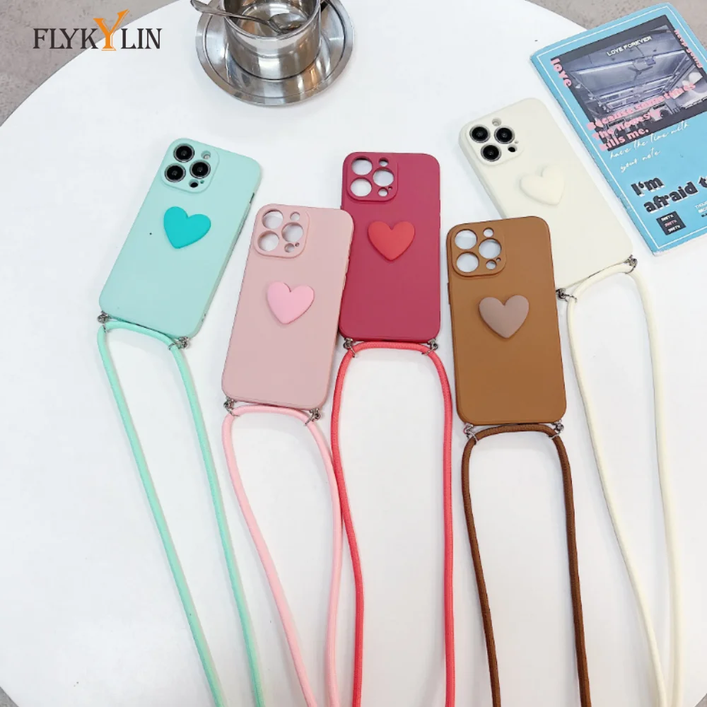 Fashionable Long Rope Shockproof Silicone Phone Case Sleeve