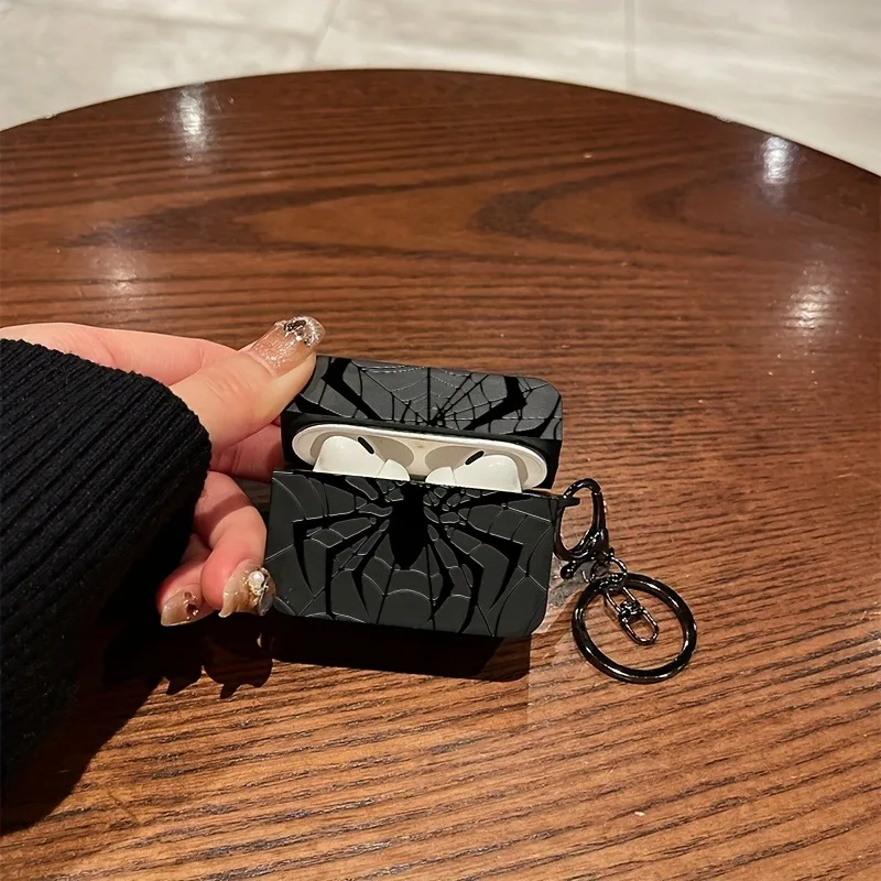 Black Wireless Earphone Case with Anti Drop Design and Keychain