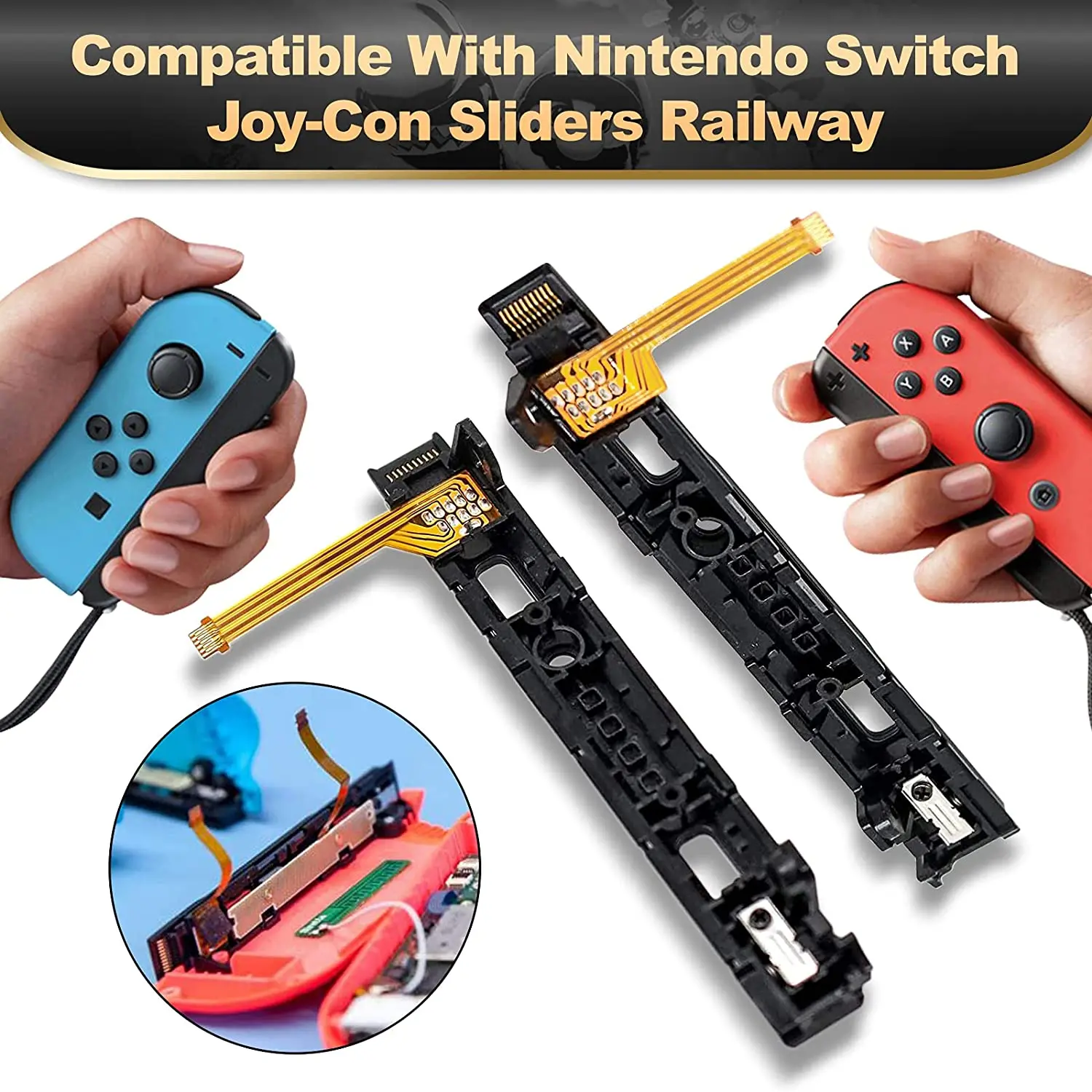 Ns Oled Controller Left/right Joystick Replacement Repair Kit with Rail Slider Lock Buckles for Nintendo Switch Lite Joycon