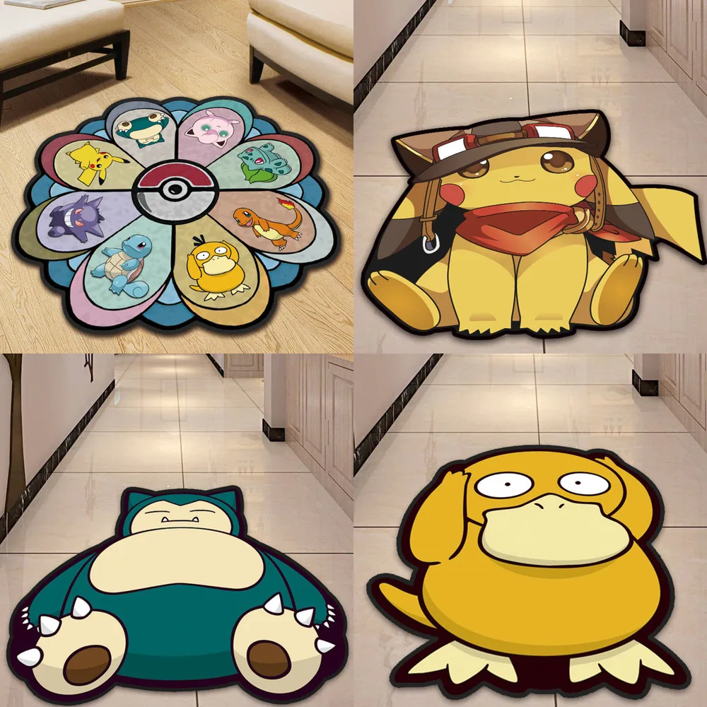 

Cartoon Pokemon Pikachu Carpet For Kid Kawaii Psyduck Ball Shape Anime Non-slip Floor Rug Mat Carpet Room Doormat Absorbent Mat