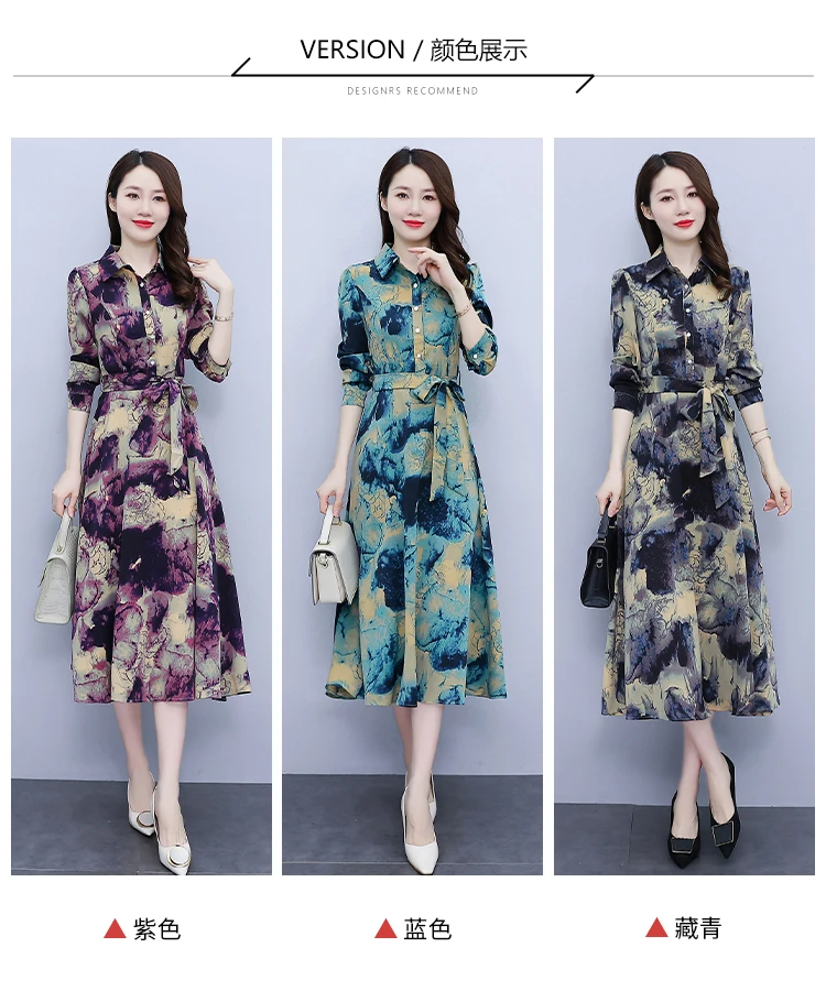 2022 Autumn New Arrival Casual Turn-down Collar Flower Printed 