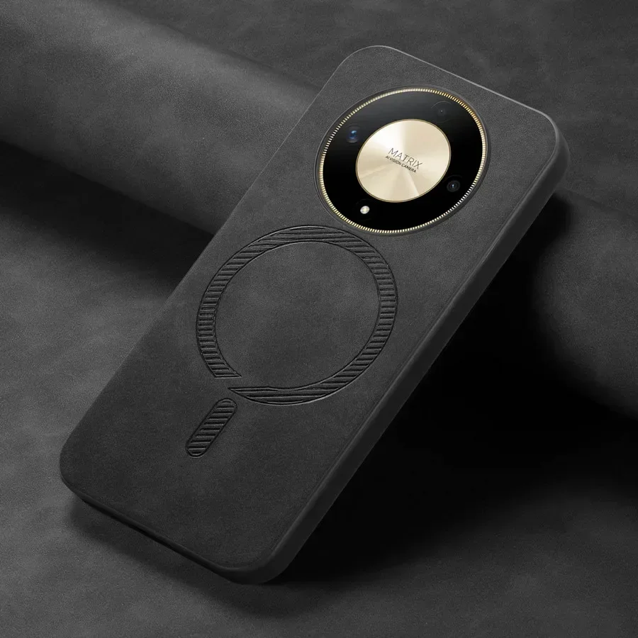 Luxury Leather Magnetic Smart Case for Wireless Charging - For Honor
