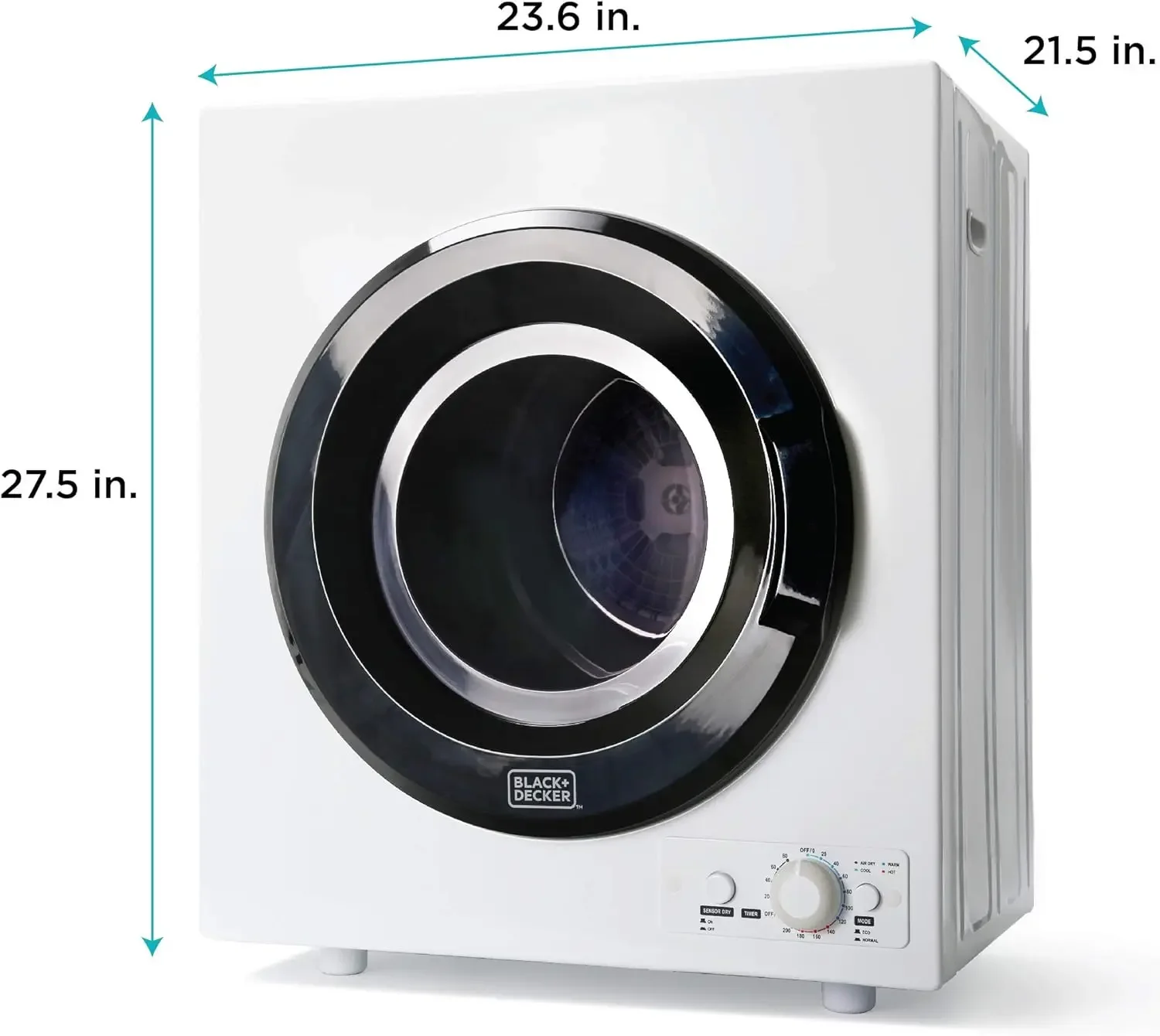 BLACK+DECKER BCED37 Compact Dryer for Standard Wall Outlet, Small, 4 Modes, Load Volume 13.2 lbs., White 6