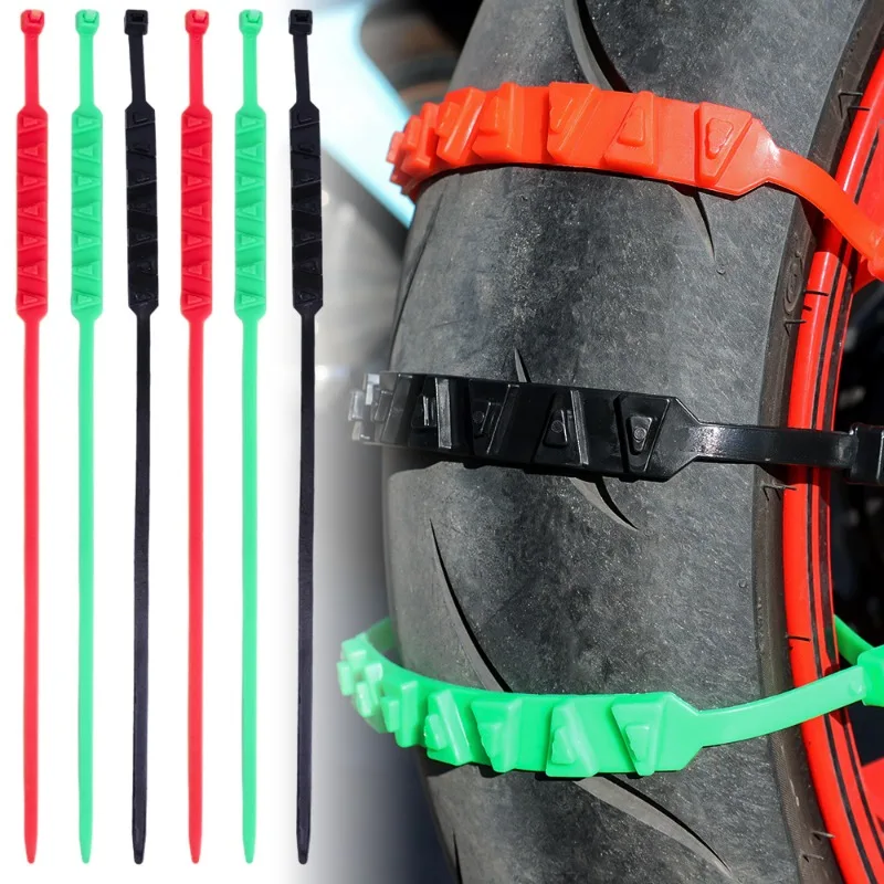 Anti-Skid Snow Chains 5-1pcs FOR Motorcycles Bicycles Winter Tire Wheels Non-slip Cable Ties Motorbike Emergency Tire Chain Tool