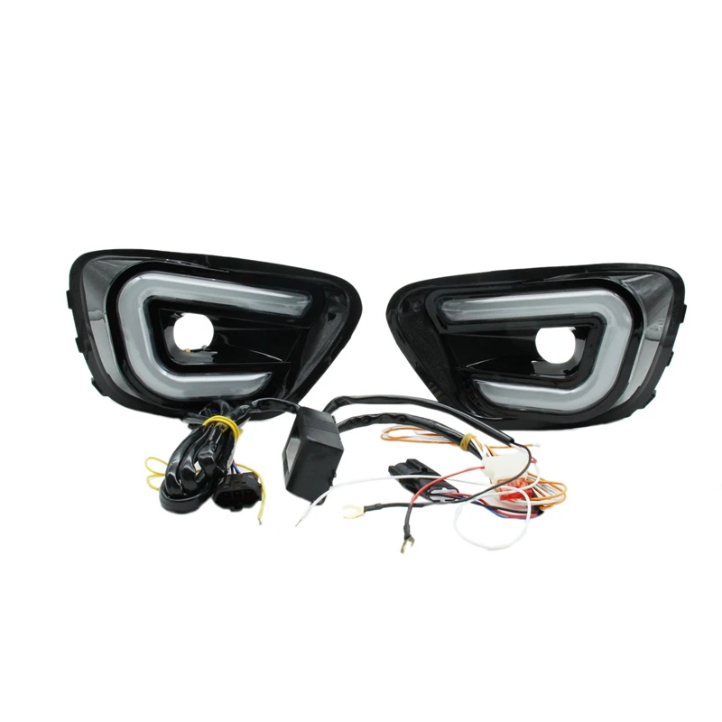 

1Pair Daytime Running Light Yellow+White Turn Signal Lights Front Fog Lights For Jeep Guide 2011-2016