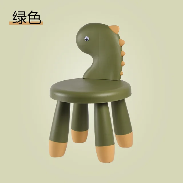 Children's Backrest Chair Home Thickened Non-slip Cartoon Creative Dinosaur Animal Baby Stool Dropshipping green