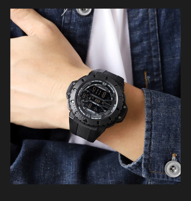 Skmei-Relógios masculinos para exterior, 5bar, impermeáveis, LED,