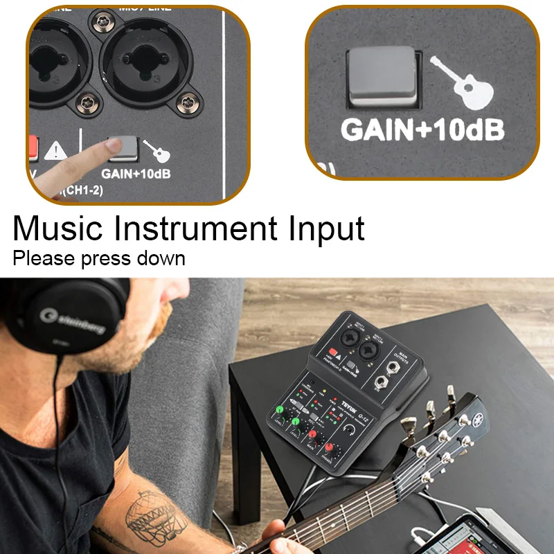 Professional Audio Interface Sound Card Computer Electric Guitar Live Recording Audio Equipment For Studio Singing Q12 audio interface