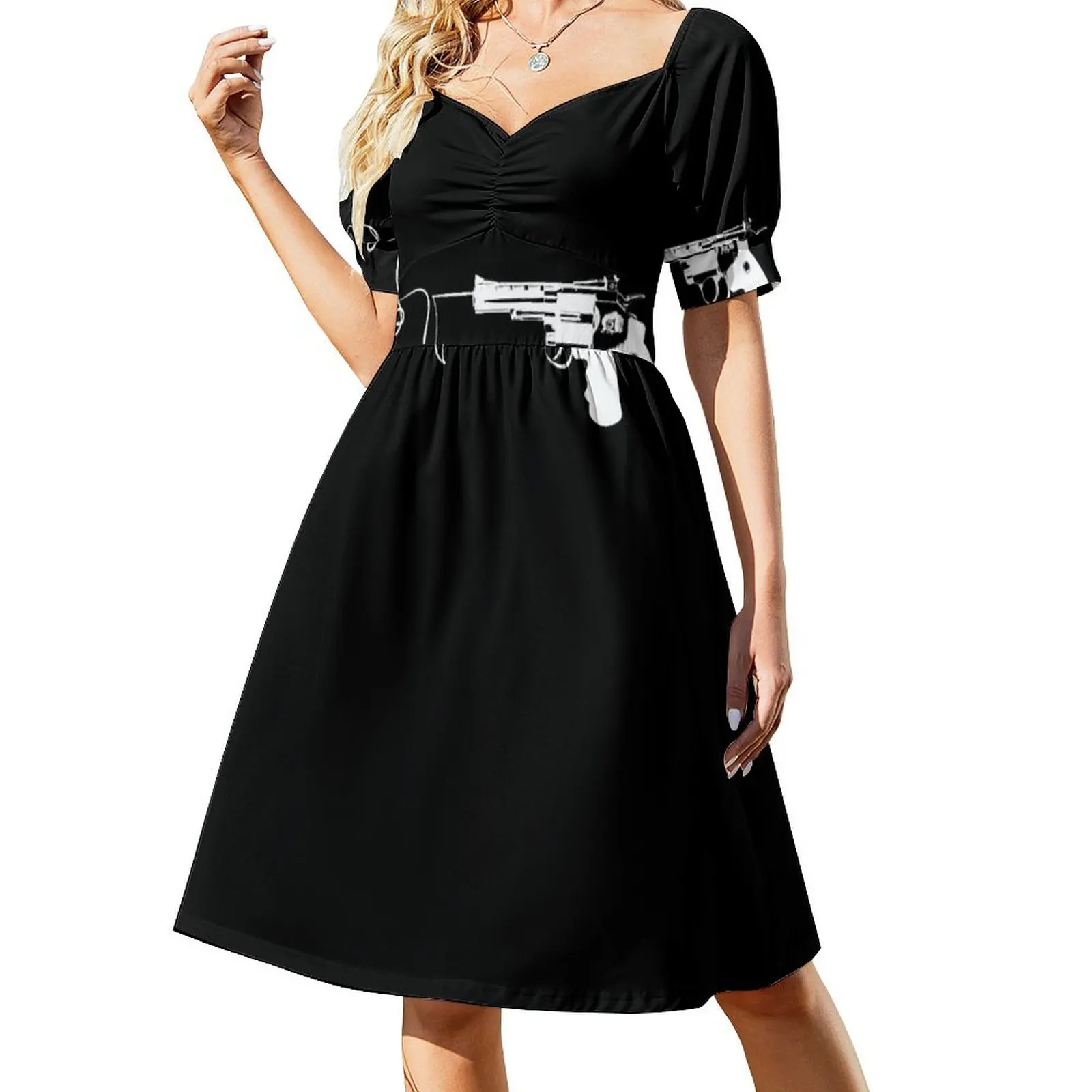 thumbnail image 1 of Vestido de manga corta Roses n Guns, vestidos de ceremonia, vestidos de fiesta, vestido bonito, 1 of 7