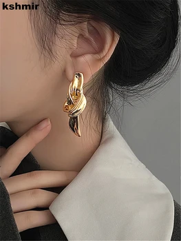 European and American knotted metal earrings for women 2022 fashion light luxury design temperament earrings