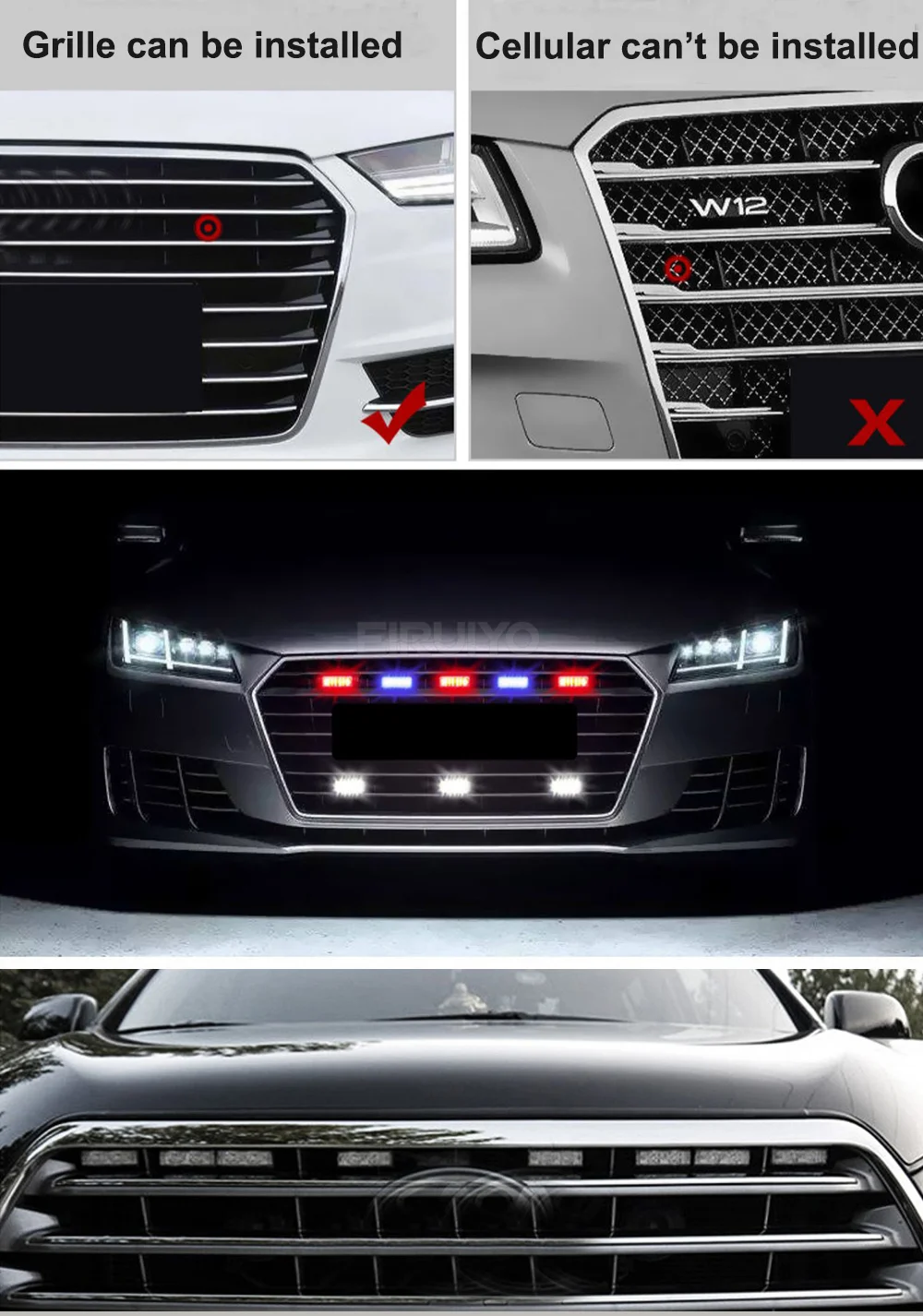 12 16 LED Auto Frontgrill Stroboskop-Licht 12V LED Blinkende Notfall-Lampe Warnblinkleuchte Tagfahrlicht – Detail 11