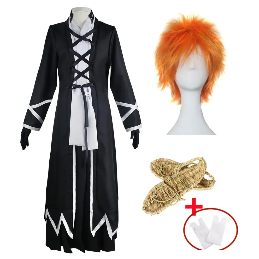 

Anime BLEACH Kurosaki Ichigo Shinigami Cosplay Costume Wig Shoes Set
