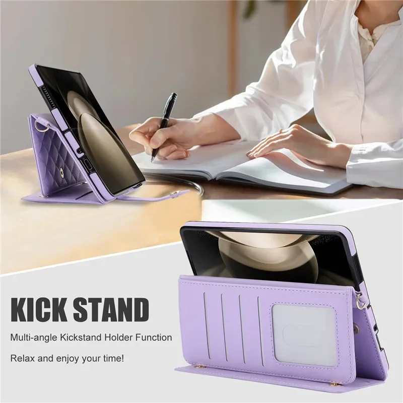 für Samsung Galaxy Z Fold 5 6 Fold 4 Z Fold 3 Hülle Luxus Kartensteckplatz Telefonhalter Leder Geldbörse Riemenabdeckung Crossbody Hüllen Etui_voghion.com