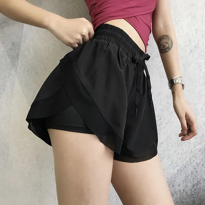 Shorts Women Workout Fashion Summer All-match Breathable Casual Design BF Elastic Waist Korean Style Teens Simple Mesh Patchwork