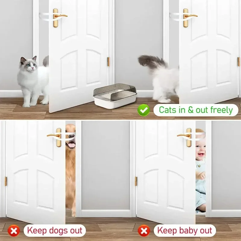New Adjustable Elastic Cat Door Holder Latch Punch-free Gate Lock Keep Cat Dog Out From Entering Pet Supplies