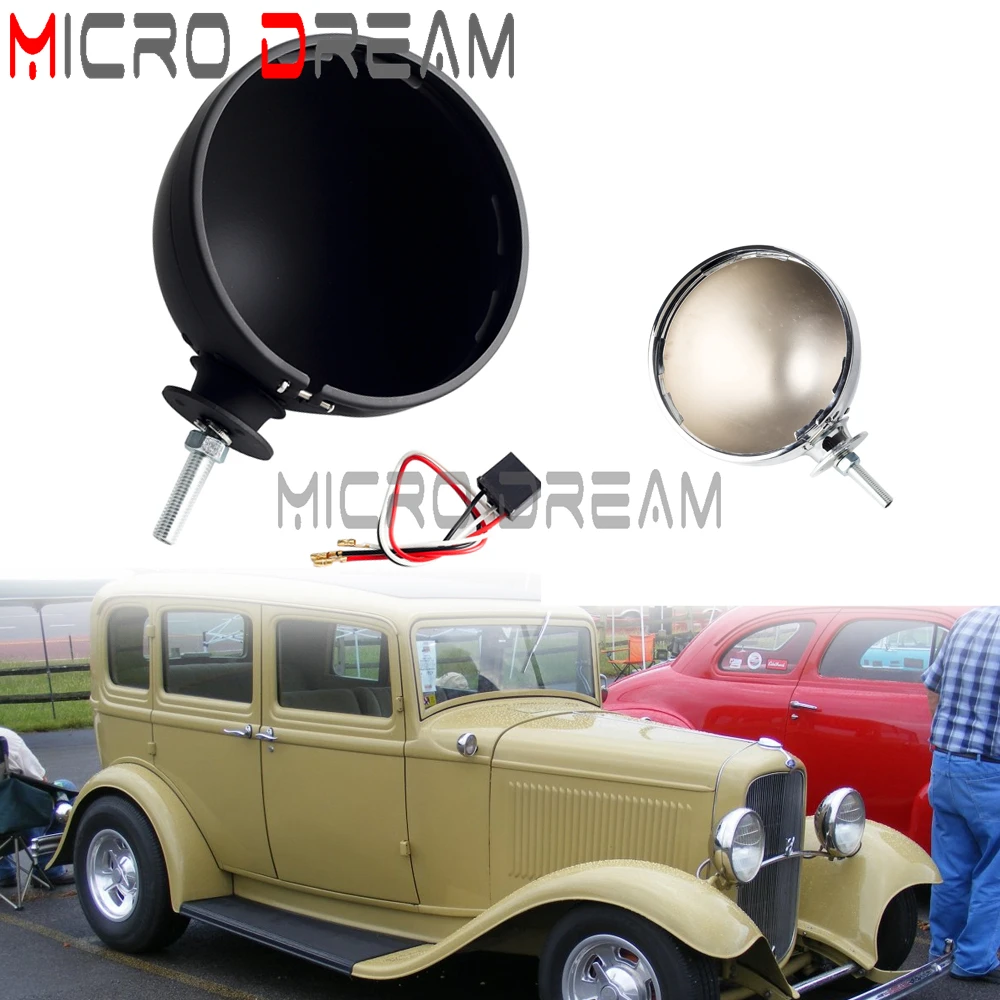 

Front Lamp Outer Shell Dietz Style Fit For 7" 6014 Sealed Beam / Halogen LED Bulbs Cars Headlight Bucket Housing Steel Trim Ring