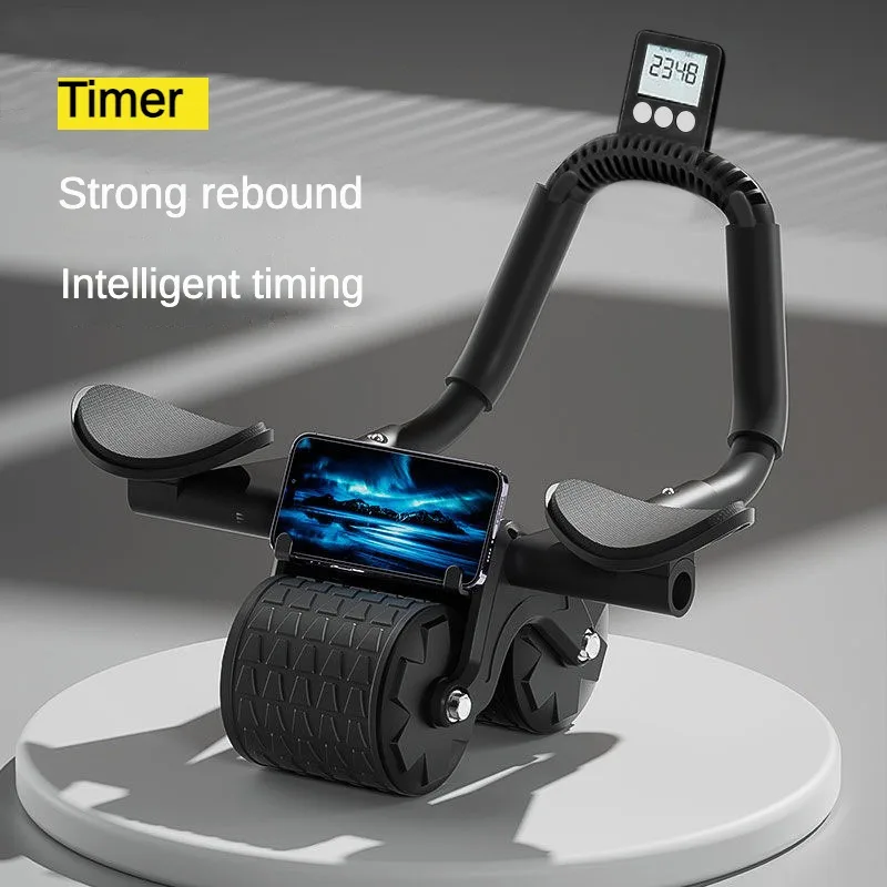

Timing elbow support abdominal wheel automatic rebound abdominal muscle wheel for men and women home roller fitness equipment