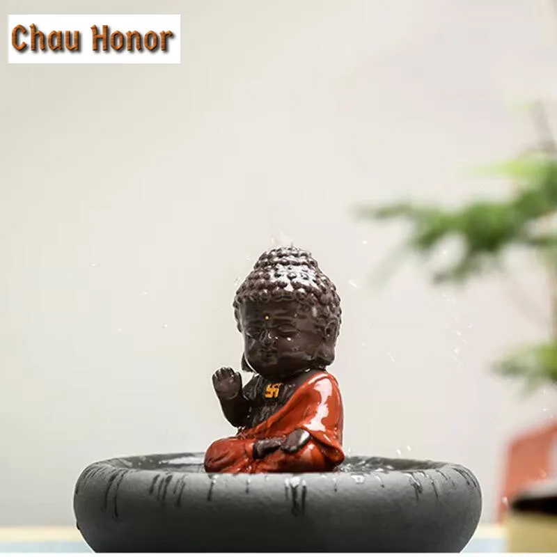 Creativity Purple Clay Tea Pet Ornaments Handmade Small Buddha Statue Tea Figurine Chinese Tea Table Decoration Accessories