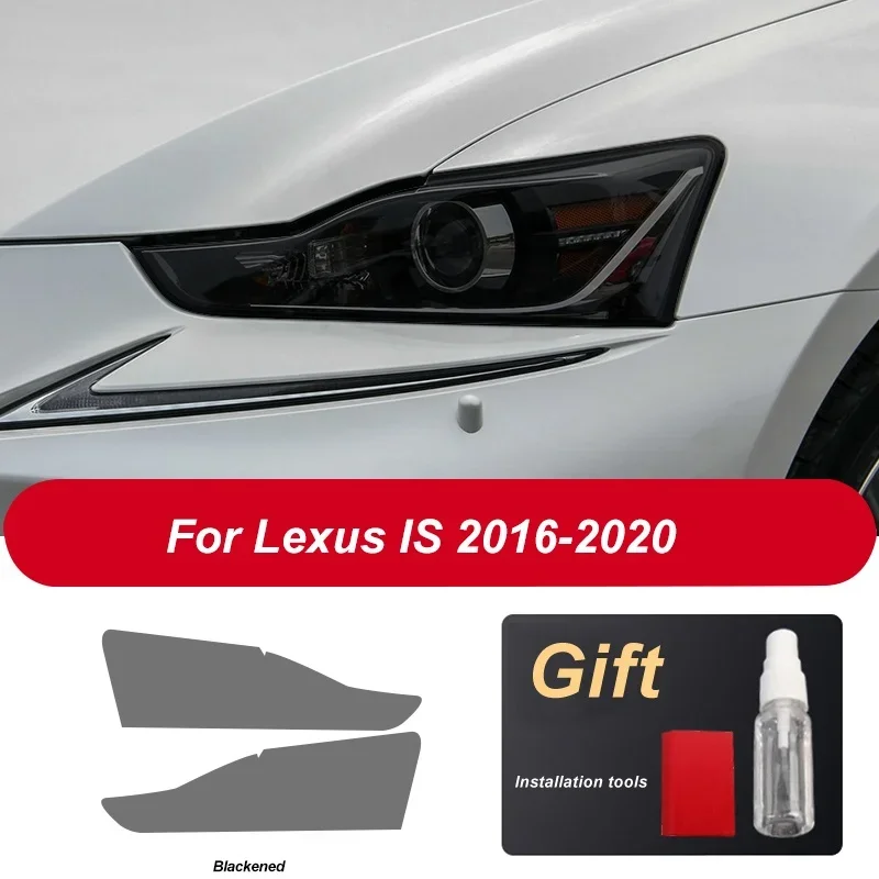 

Спортивные аксессуары для Lexus IS 2016-2020 IS 200t 300h 250 F, Прозрачная черная наклейка из ТПУ для автомобильных фар, защитная пленка, 2 шт.