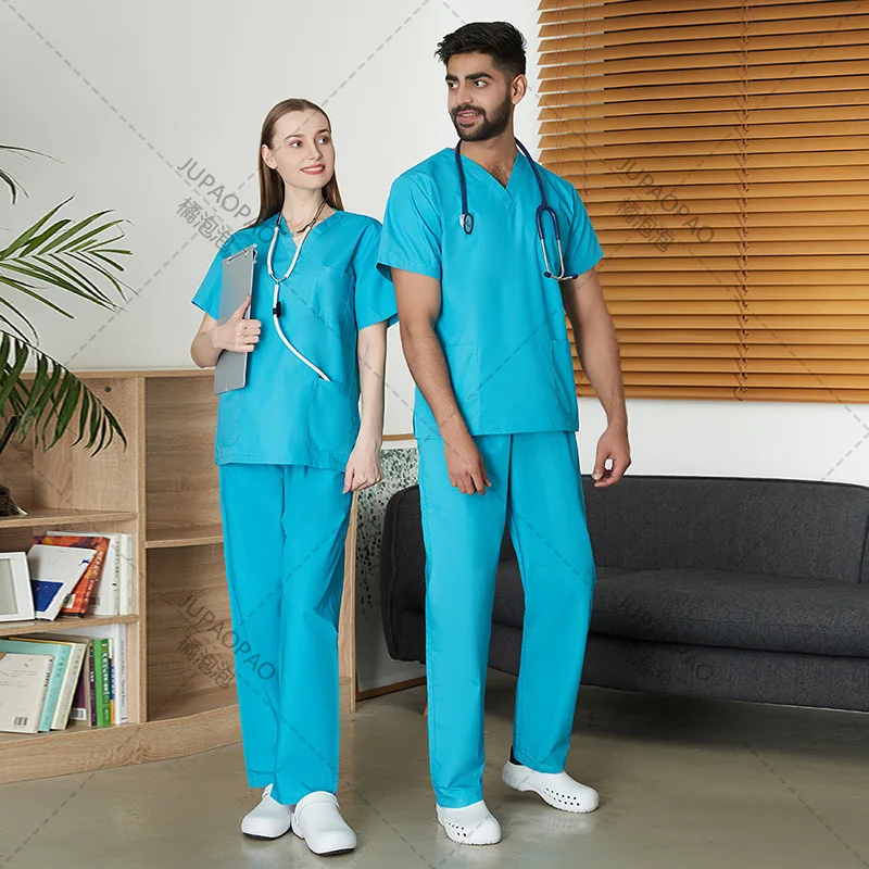 Multicolor Scrubs Uniform Short Sleeve Tops+Pants Nursing Uniform Women Pet Shop Doctor Scrub Medical Surgery Workwear Scrub Set