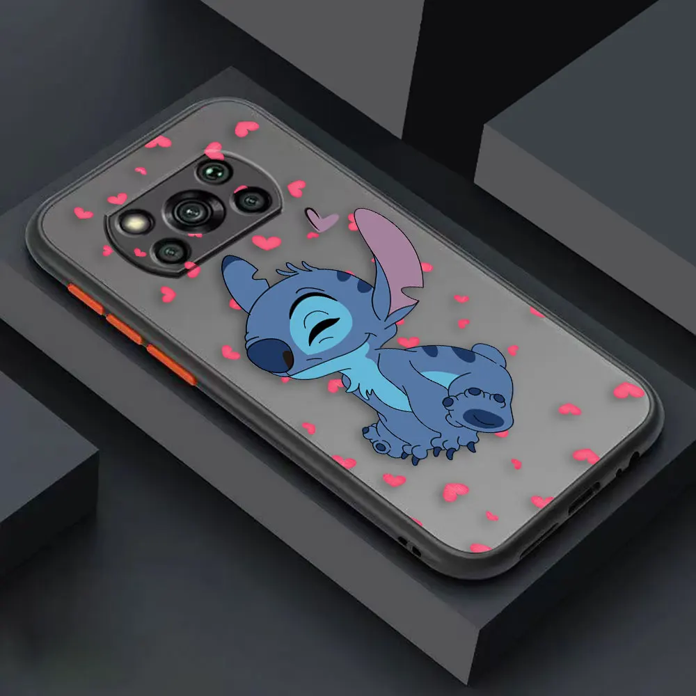 thumbnail image 1 of Matte Case for Xiaomi POCO X4 X3 X2 M4 M3 M2 F4 F3 GT F2 C40 CC9 PRO 4G 5G A3 MIX4 CIVI Case Funda Lilo & Stitch Cartoon Anime, 1 of 5