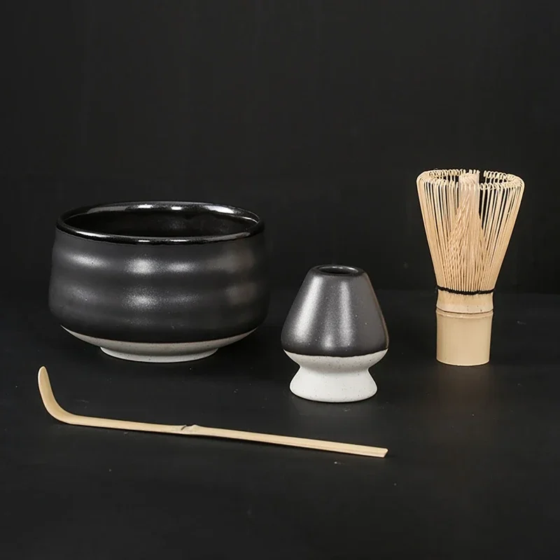 4 Pz/Set Matcha Blender Set Bamboo Tea Brush Cucchiaino Ceramic Tea Bowl Tea Stand Matcha Tool Set Matte Japanese Set