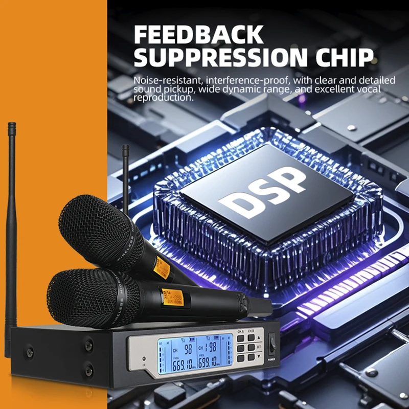 Professional wireless microphone SKM9000 2 channel UHF metal handheld stage performance karaoke singing microphone