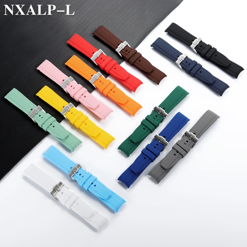 Soft Silicone Curved End Waterproof Watch Band Bracelet