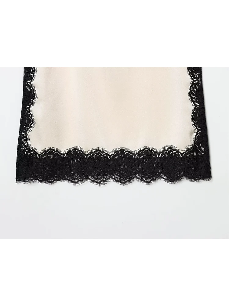 Vintage Women Sexy Lace Satin Camisole Fashion Lace Patchwork Sleeveless Backless Beach Chic Tops Summer New Loose Sling Tops