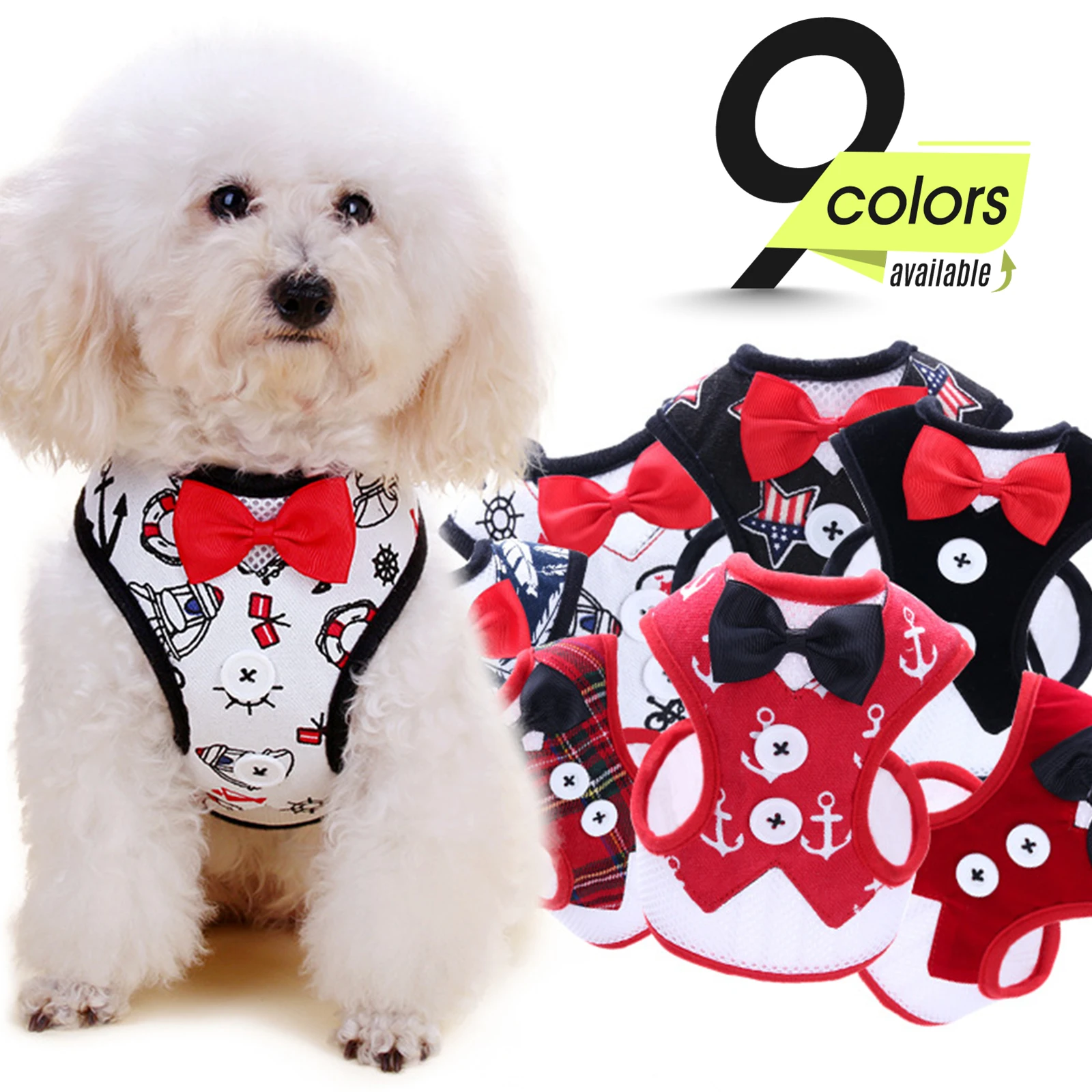 Puppy Velvet Plaid Bowtie Gentleman Suit Boy Dog Tuxedo Harness Vest