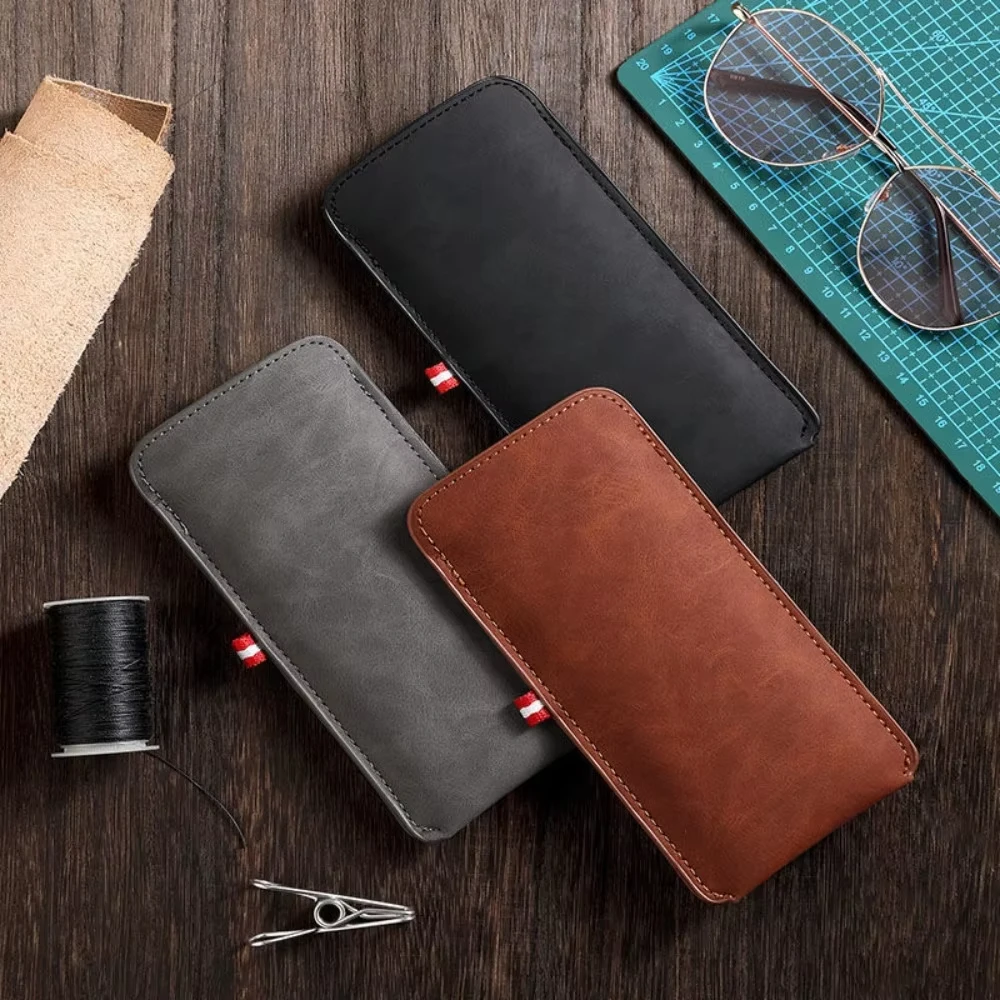 Velvet-Lined Fashionable Rectangle PU Leather Glasses Pouch
