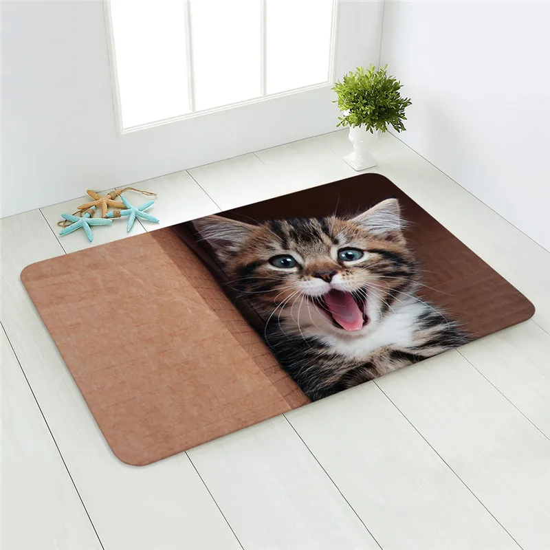 Cats Welcome Floor Mats Animal Cat Printed Bathroom Kitchen