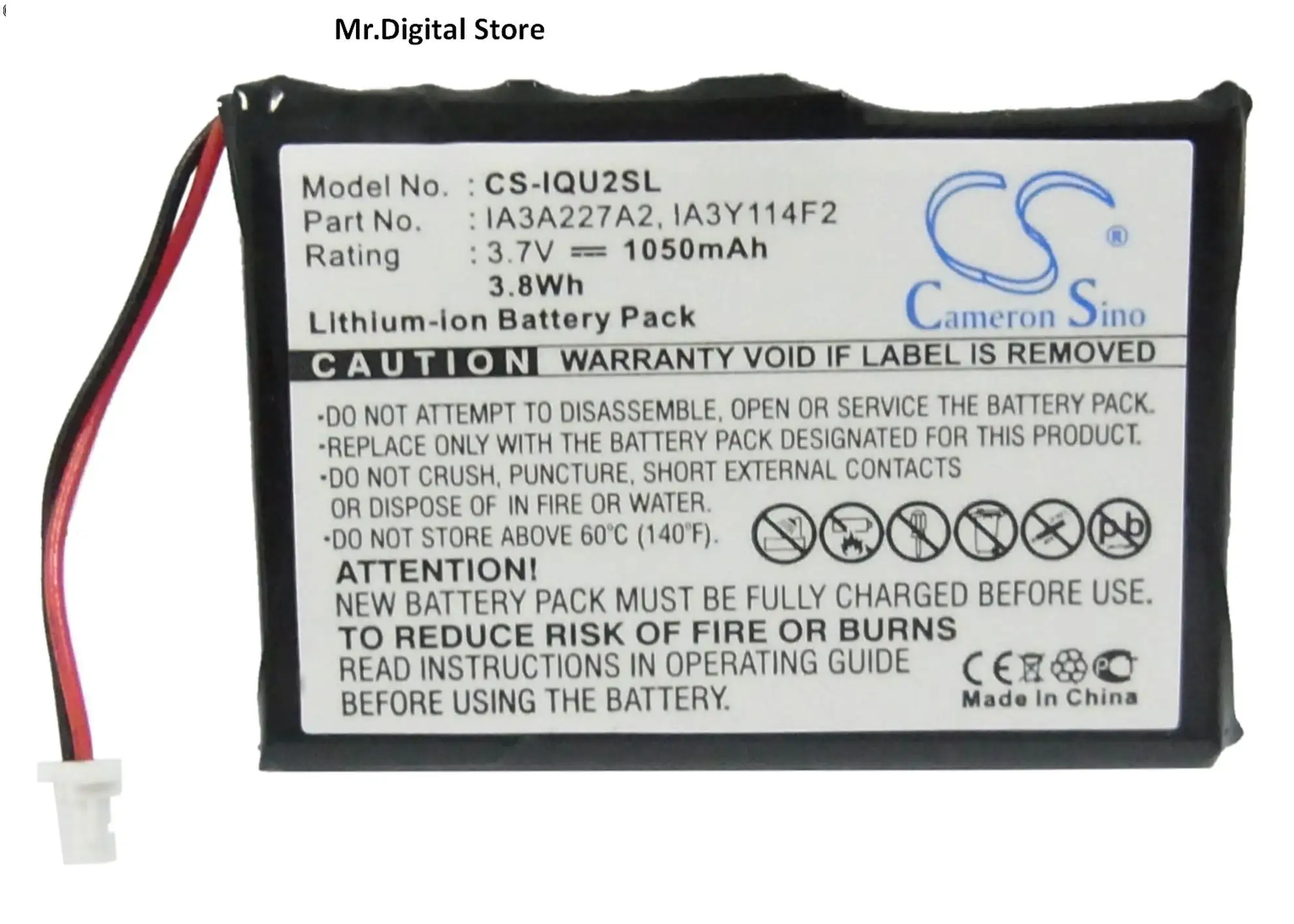 

Cameron Sino 1050mAh Battery IA3A227A2, IA3Y114F2 for Garmin Quest 2