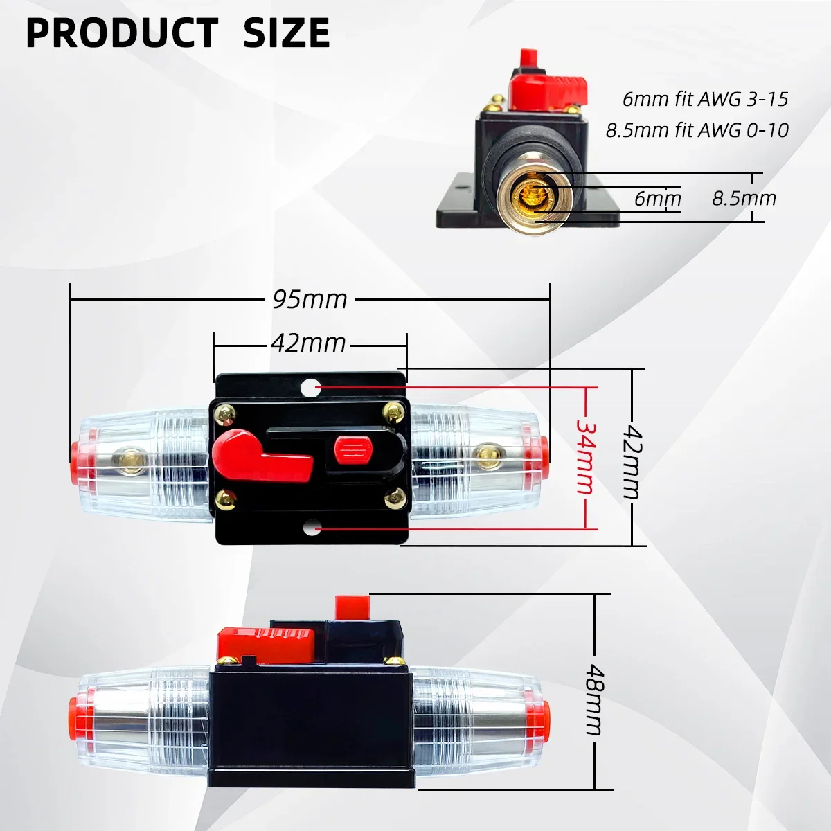 Circuit Breaker Resettable Fuse Circuit Breaker Fuse 20A to 300A Manual Reset Inline Fuse Inverter Waterproof Auto Car Yacht AV Aduio Video System IP6 12V 48VDC