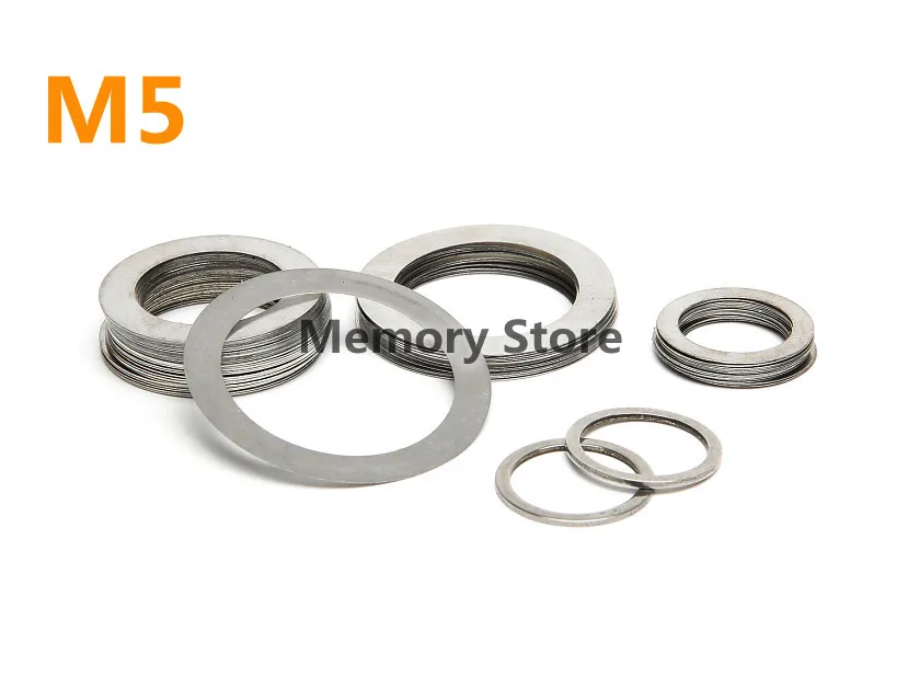 

100pcs/lot M5 Stainless Steel Flat Washer Ultrathin Gasket Ultra-thin Shim Thickness 0.1 0.2 0.3 0.5 1mm