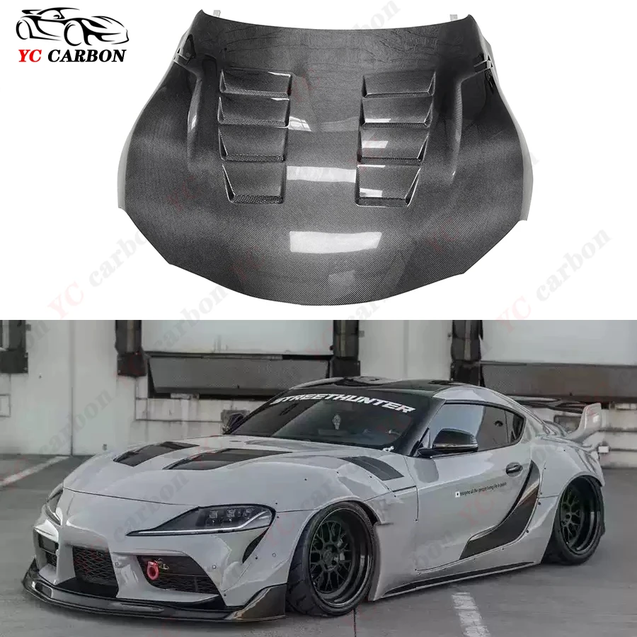 

High quality For Toyota Supra A90 A91 MK5 2019+ Carbon Fiber Car Engine Hood Bonnet Front Bumper Engine Hood Cover Body kit