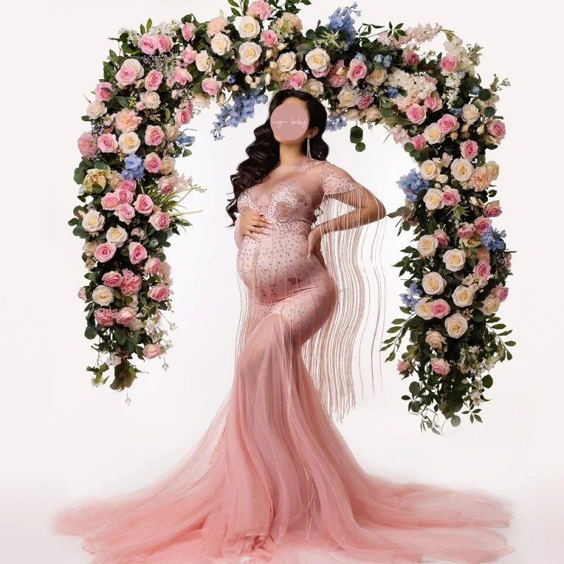 Sparkly Maternity Photography Dress Baby Shower Dress Pearl Tulle