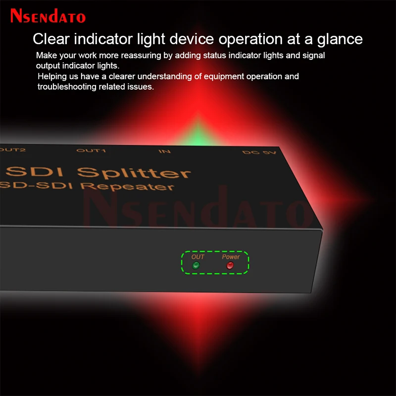 4 Port SD/HD/3G-SDI SDI Splitter 1X4 SDI Distribution Video Audio Converter 1080P SDI Extender for TV Camera Projector Monitor