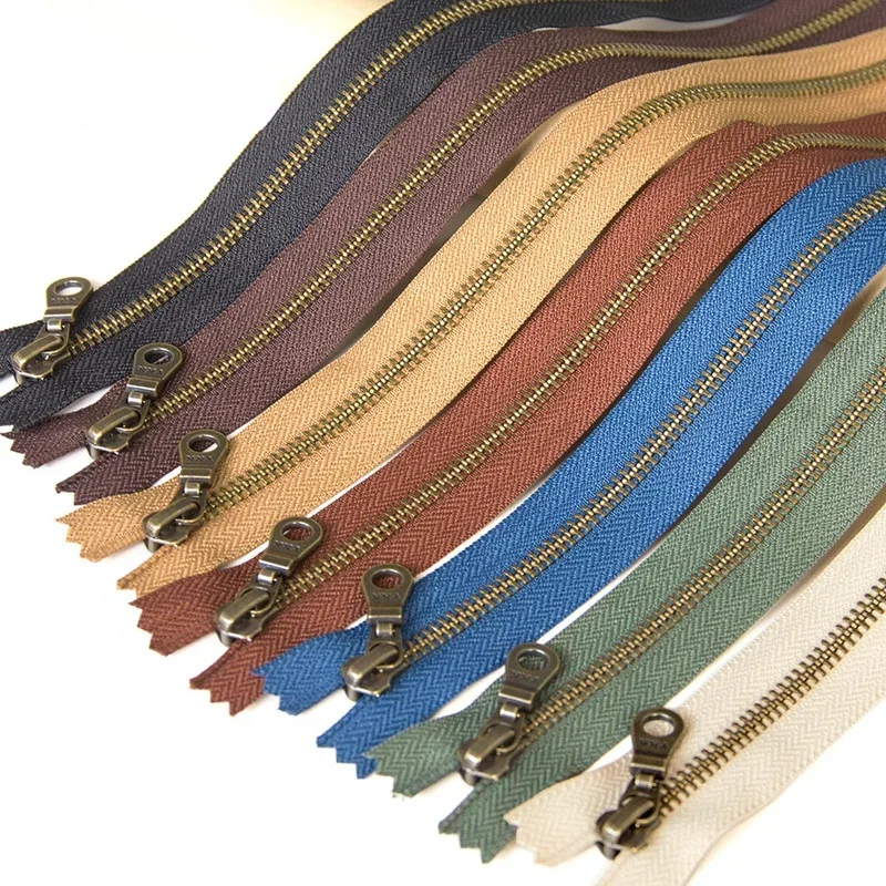 

10 шт./партия 5 #20 см винтажная металлическая молния Ykk закрывающиеся медные бронзовые зубья кожаный ремесленный чехол «сделай сам» Сумка сапоги брюки аксессуары