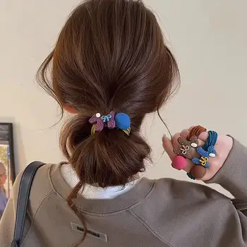 Elastici per capelli colorati e carini a forma di cucciolo, elastici per capelli alla moda da donna, elastici in seta Kawaii, per coda di cavallo e chignon, regalo per feste, carini e adorabili per l'uso quotidiano