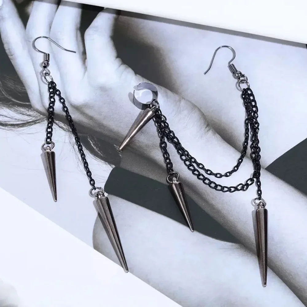 Punk Gothic Style Niche Tassel Long Chain Earrings Hip-hop Earrings Women's Street Party Fashion Creative Trend Jewelry