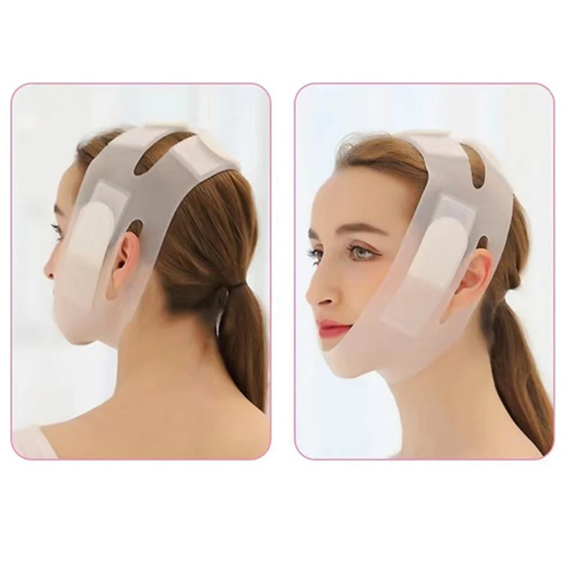 실리콘 V 페이스 리프팅 붕대, 얼굴 조각 슬리밍 밴드, 퍼밍 피부 이완 마사지, 페이스 리프트 마스크, 자체 가열, 1 개