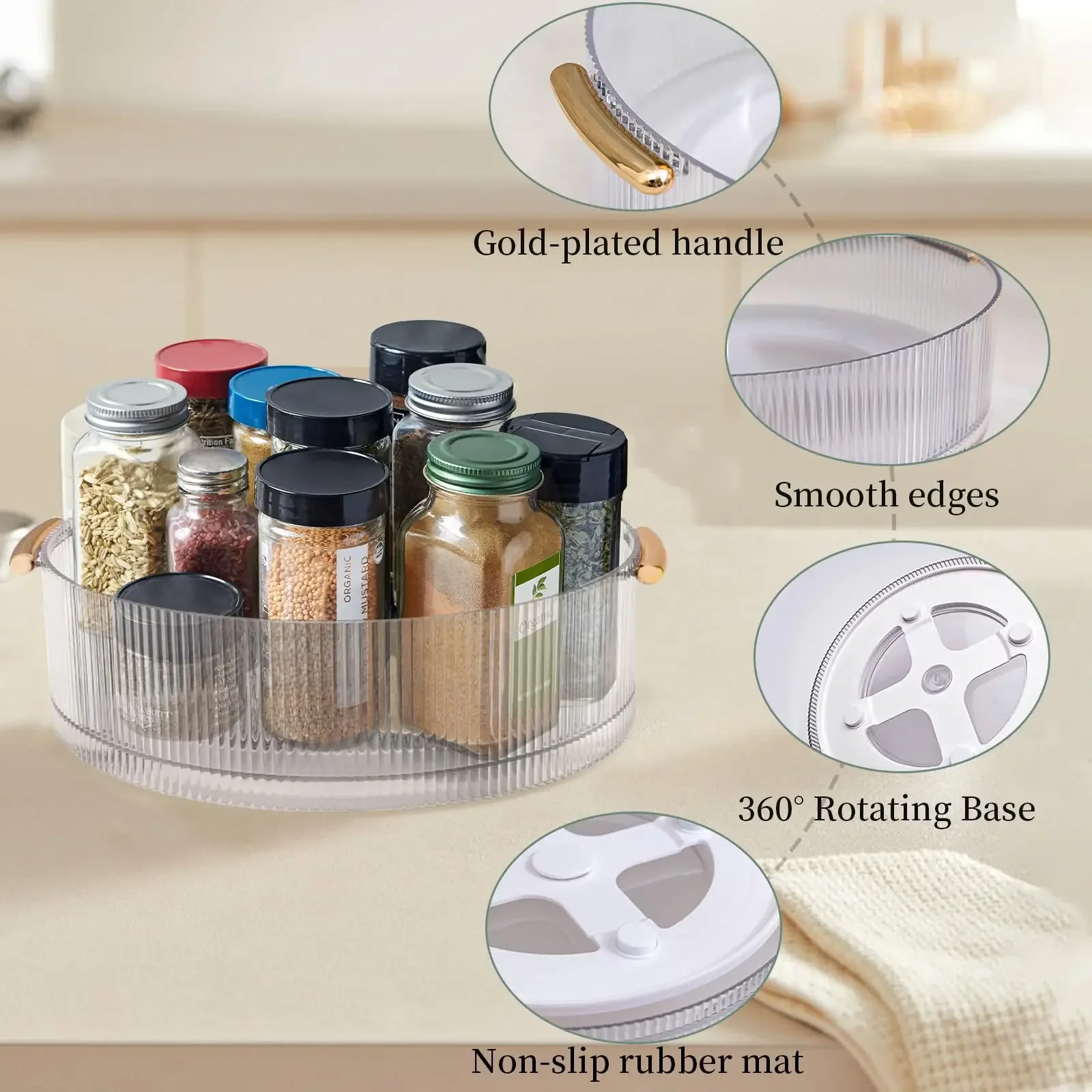 360 Rotating Lazy Susan Pantry Organizers and Storage Turntable Spice Rack for Kitchen Countertop Dining Table Pantry Cabinet