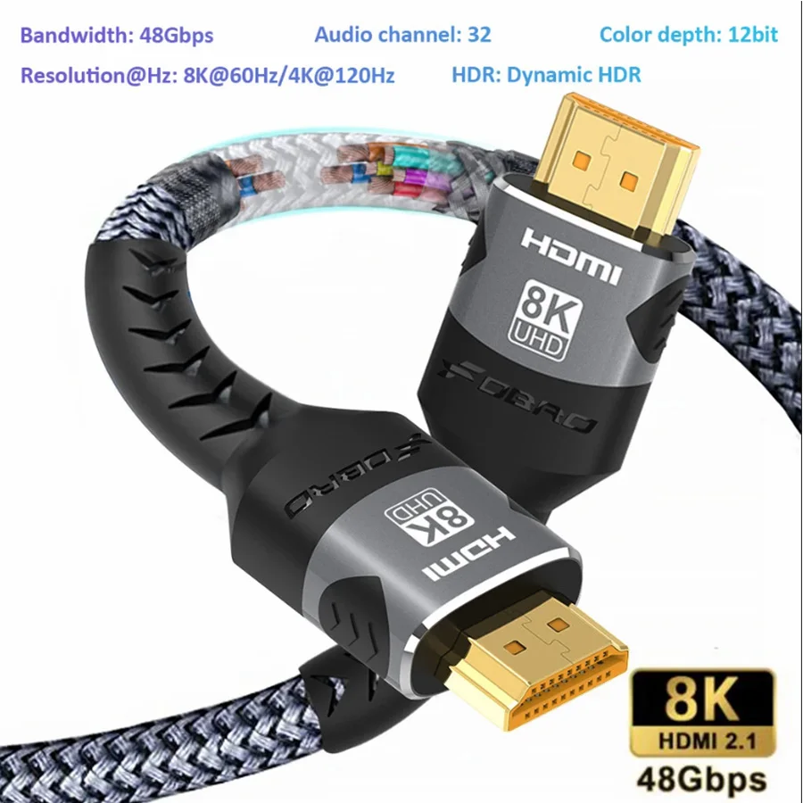 Ultra High-Speed 8K HDMI 2.1 Cable - Enhanced Audio and Video Experience