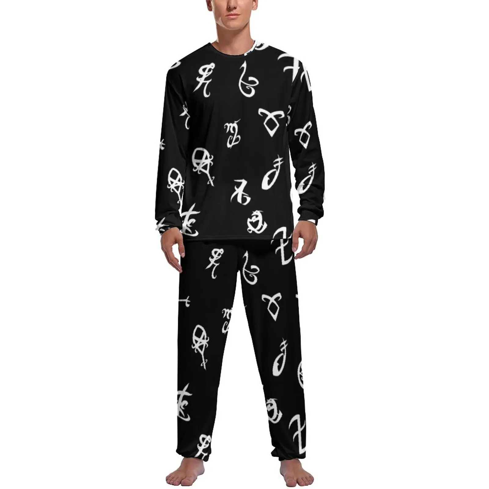 

Shadowhunters, пижама с ангелом, зимняя пижама из двух предметов с символом зла, милые пижамные комплекты, Мужская одежда для сна с длинным рукавом и принтом в спальне