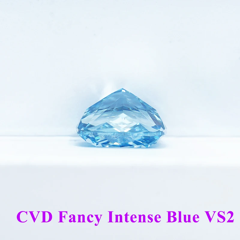 CVD Lab Grown Diamond Loose Stone 1.6ct-2ct Cushion Shape Fancy Vivid Aquamarine Blue Clarity VS1 Certified Gem by GEMID